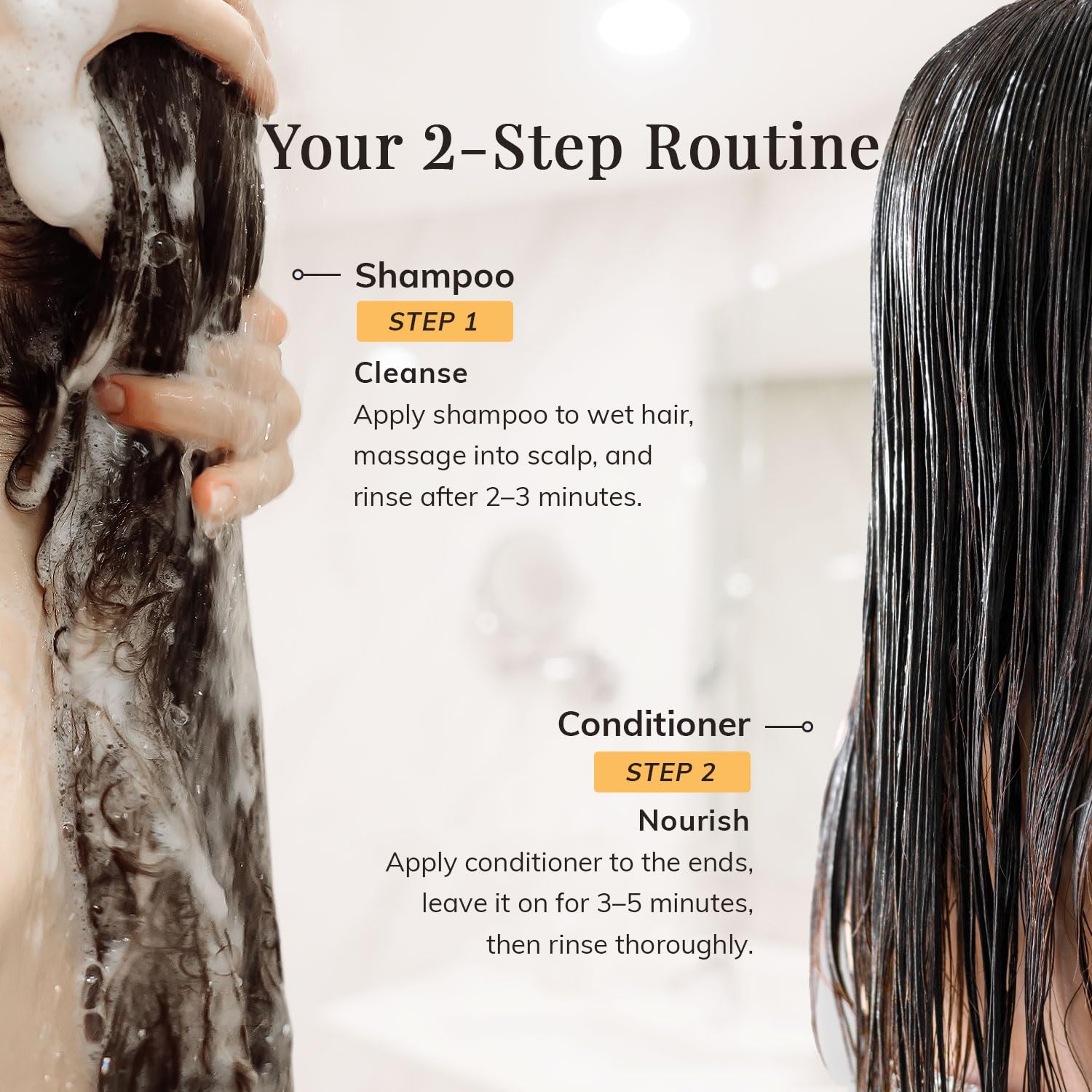 Shampoo texture close-up showing creamy lather for daily use.