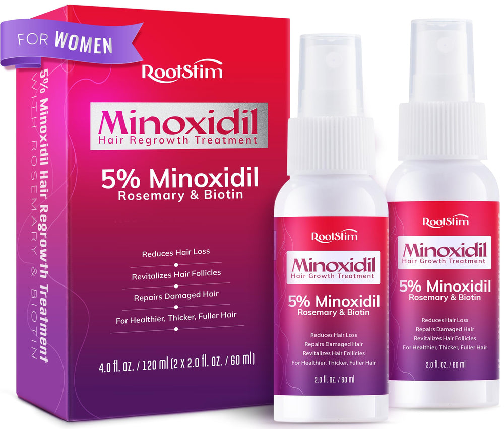 RootStim minoxidil spray bottle, 2-pack, handy for daily use