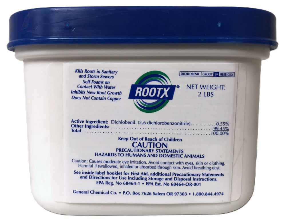 RootX foaming action coats pipe roots for thorough contact.