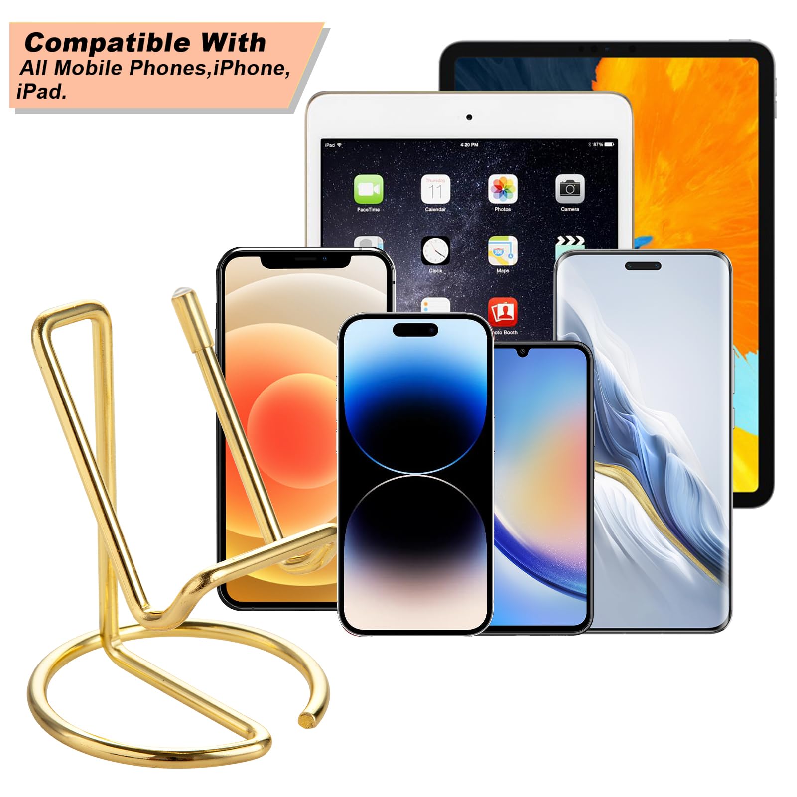ROPOSY gold metal phone holder closeup highlighting durable design