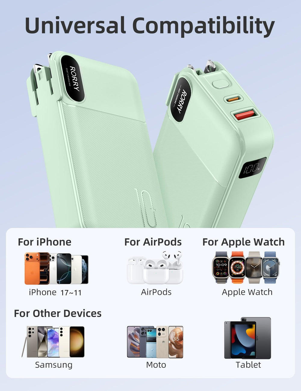 RORRY charges four devices at once for group trips.