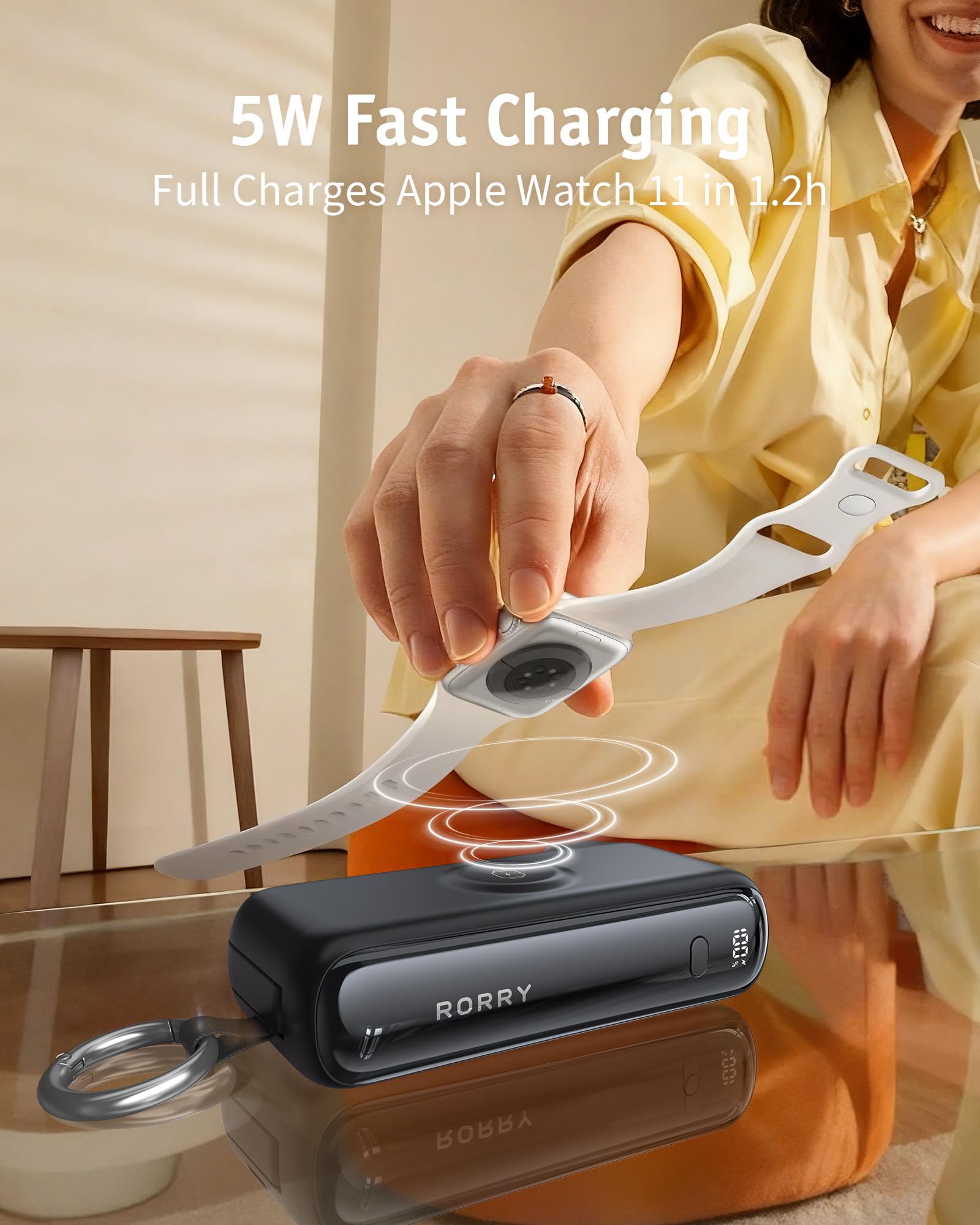 RORRY Flow compact travel-size charger fits in pocket
