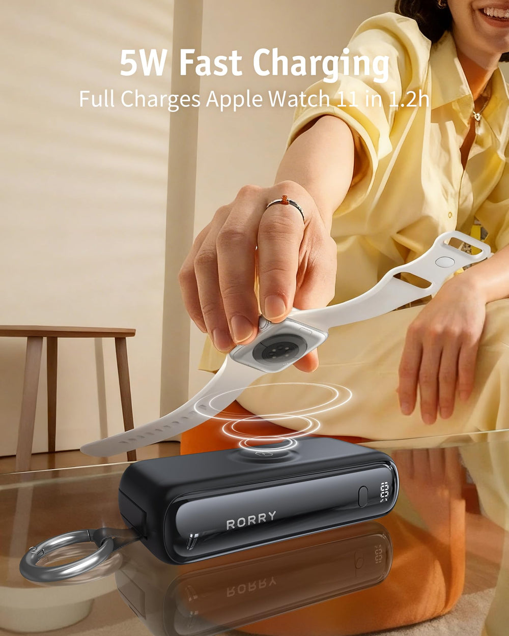 RORRY Flow compact travel-size charger fits in pocket