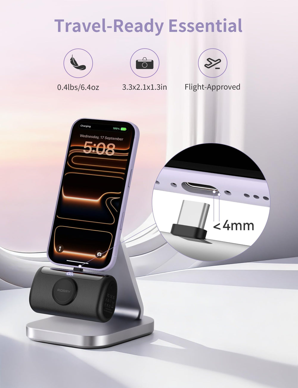 RORRY PalmGo Apple Watch charging dock for convenient wearables on the move.