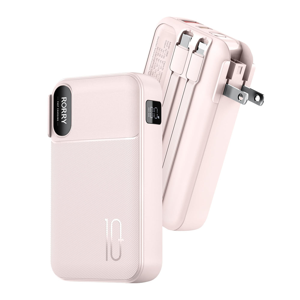 RORRY portable charger with built-in cables for convenient on-the-go charging.