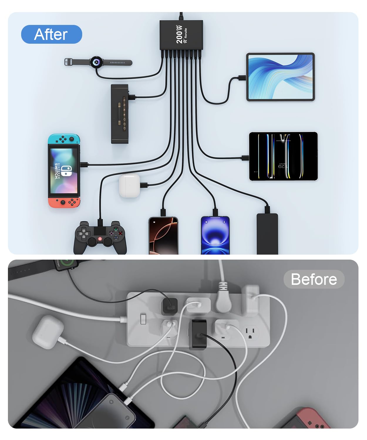 Roruite long USB-C cables for longer reach during charging