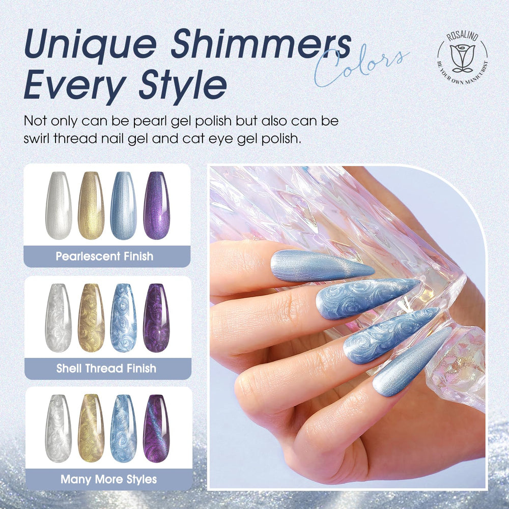 ROSALIND ice-base cat eye polish delivers bright, cool-toned finishes.