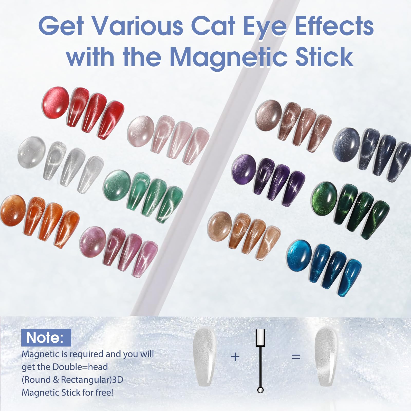 ROSALIND magnet included enables easy cat-eye effects on gel nails.