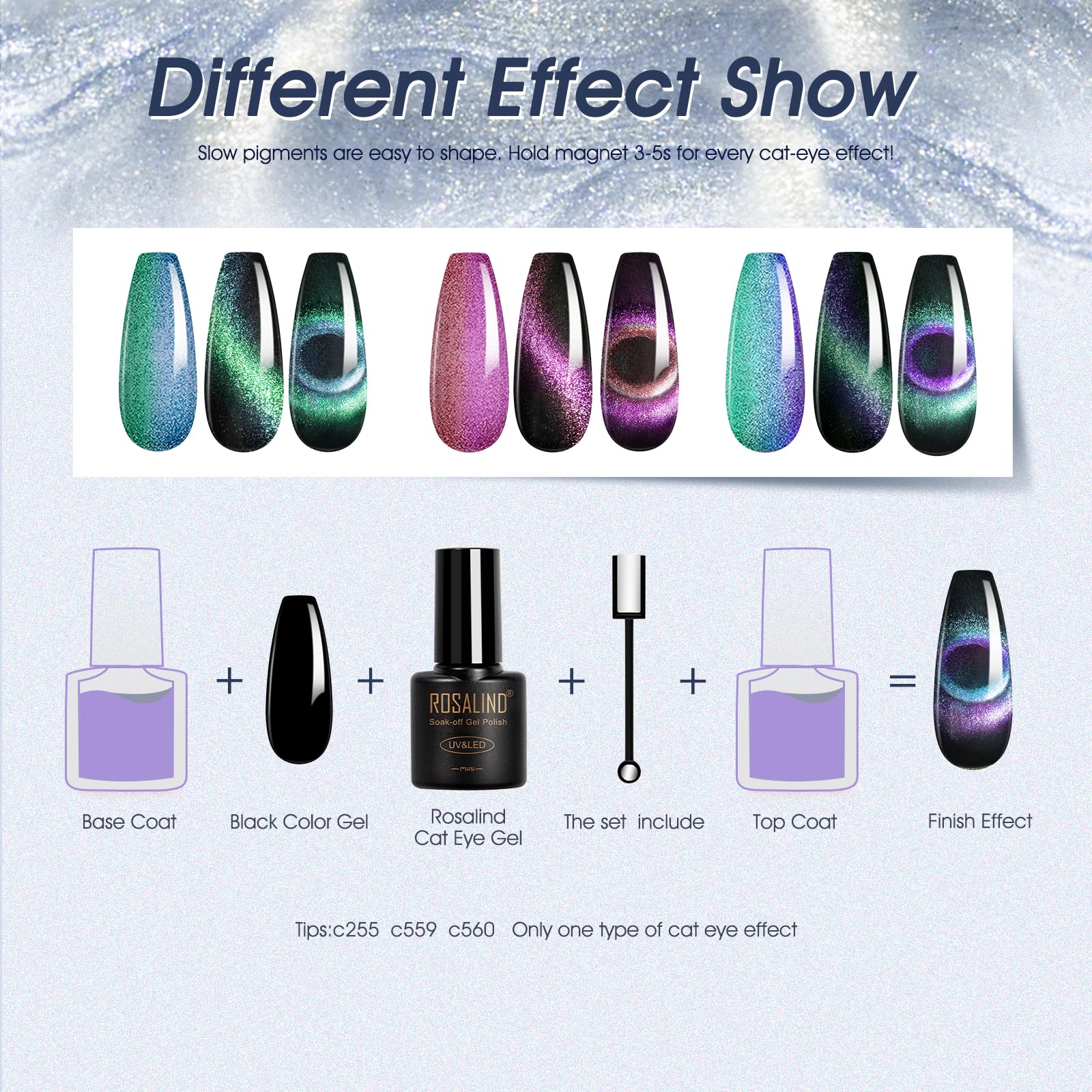 ROSALIND shell thread effect polish shows elegant swirl patterns.