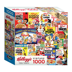 RoseArt Kellogg's Cereal Favorites collage close-up with colorful cereal box artwork