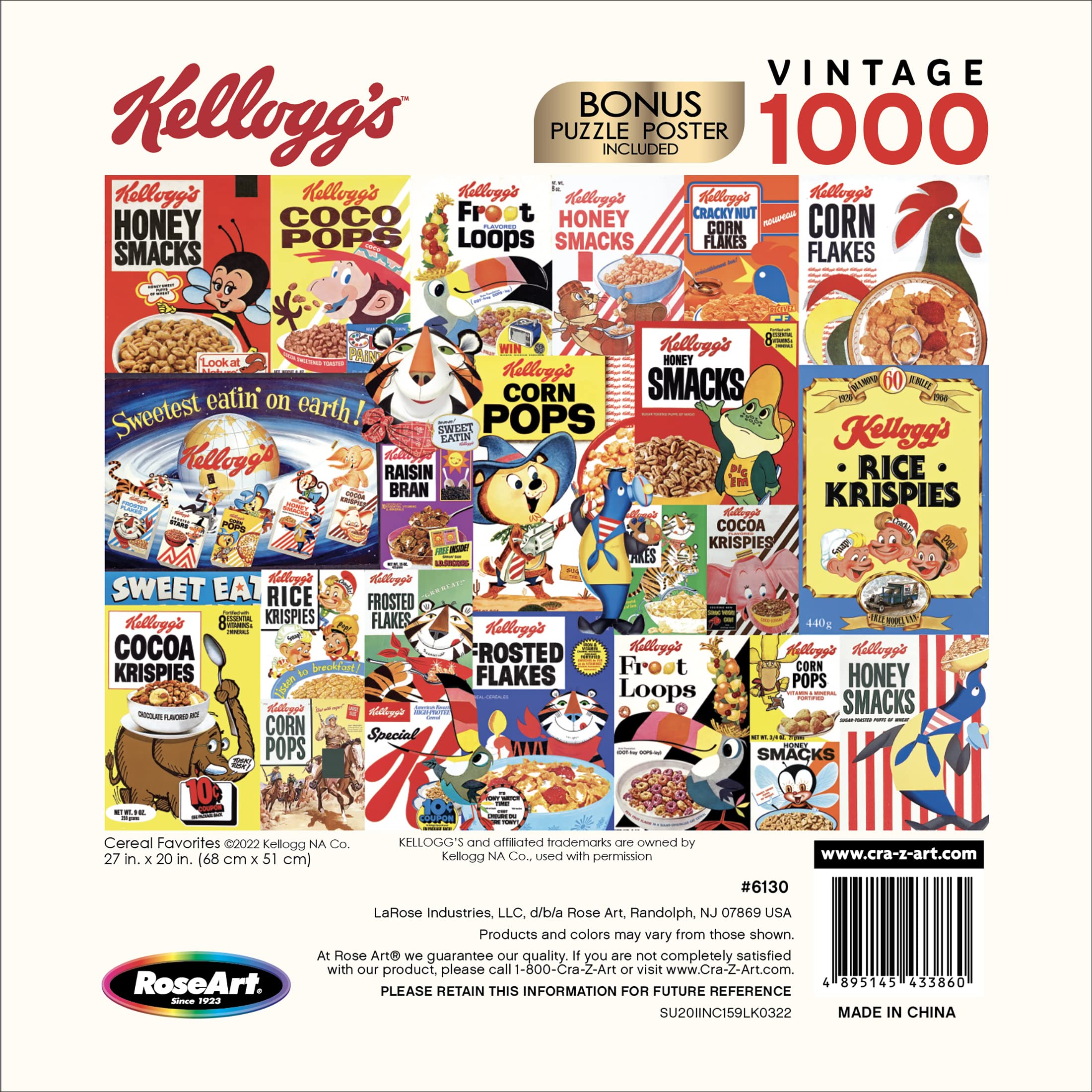 RoseArt Kellogg's Cereal Favorites interlocking pieces with a satisfying snap