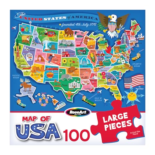 RoseArt USA map puzzle supports early learning with map skills and memory exercises