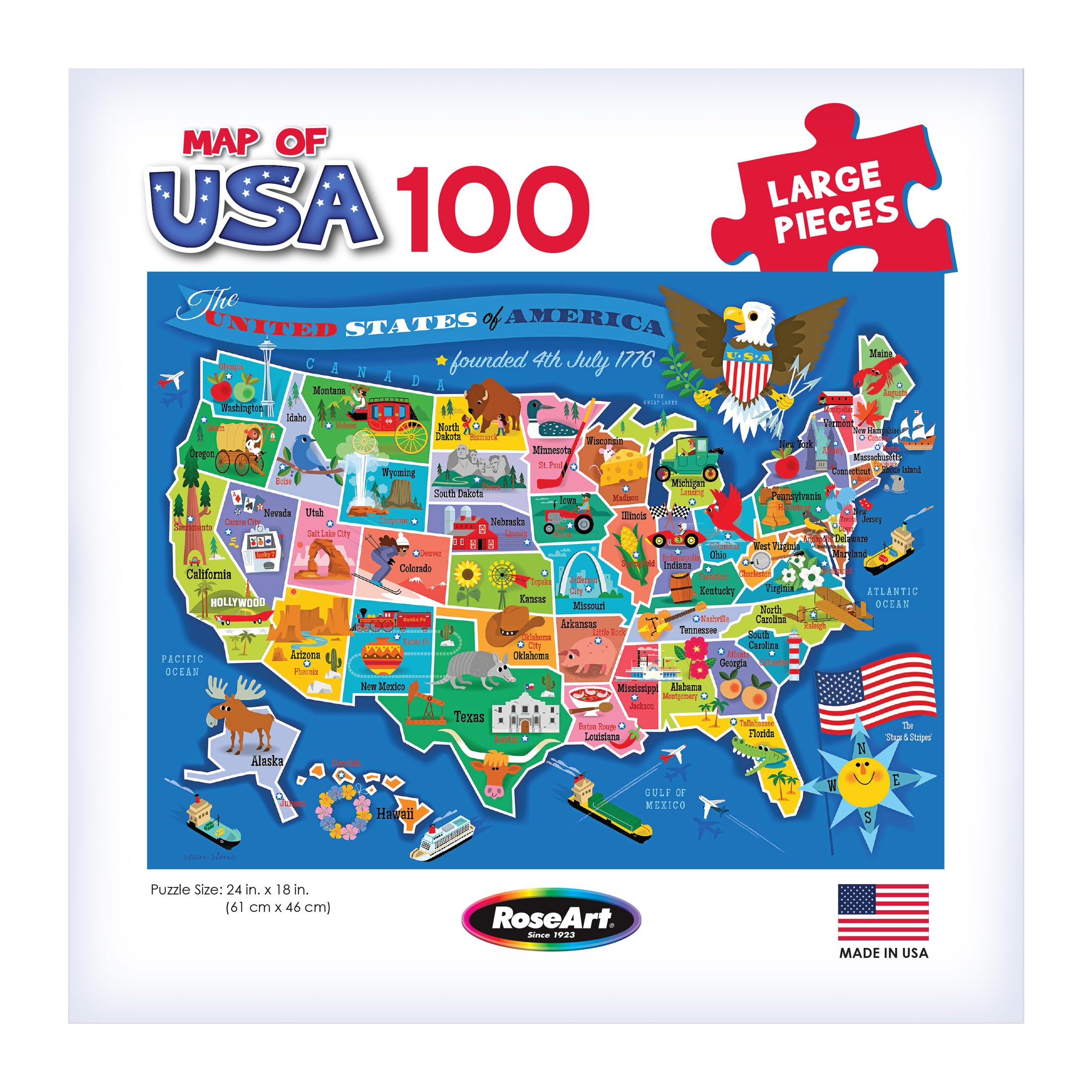 RoseArt USA states puzzle helps kids recognize states and locations easily