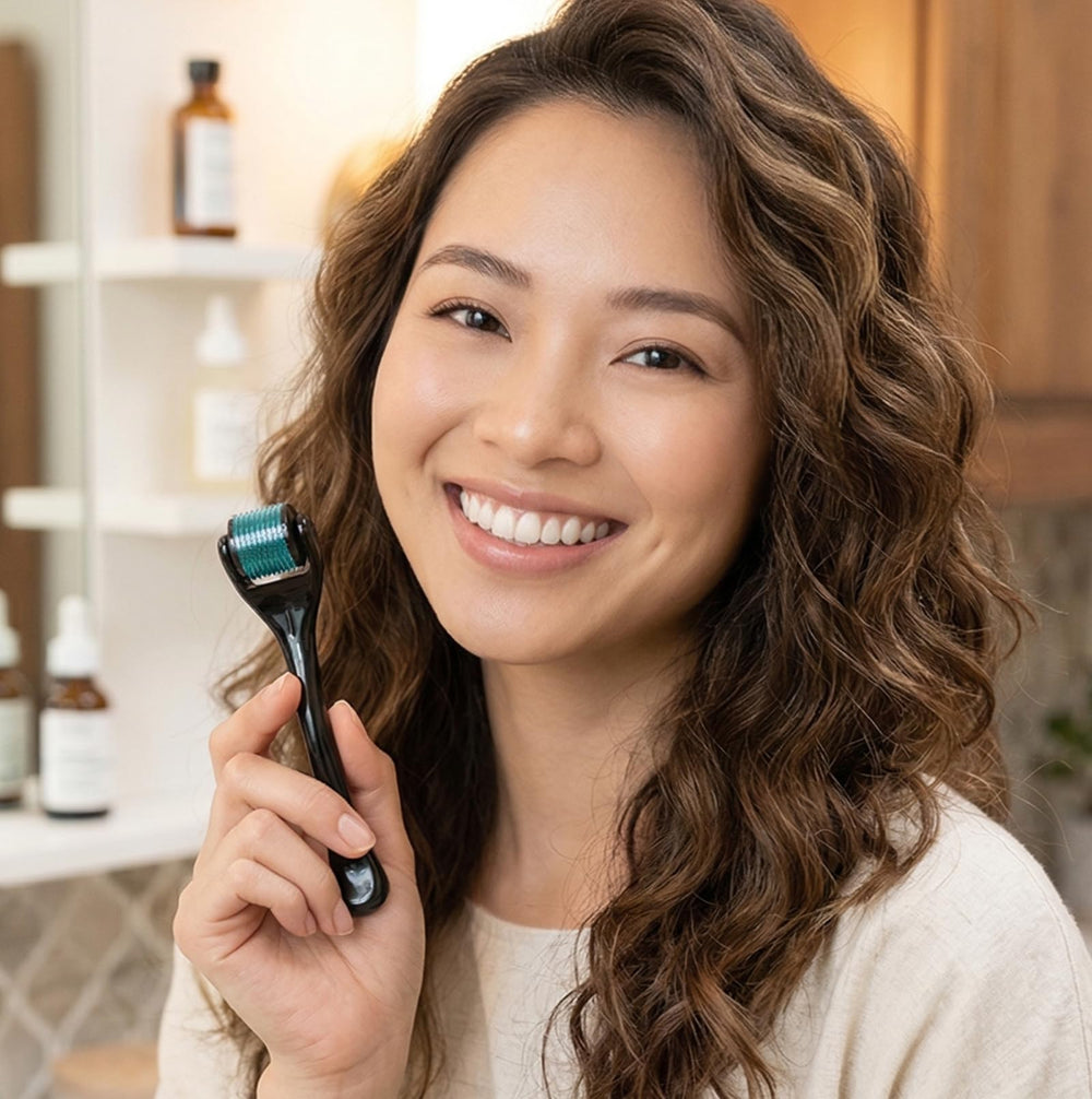 ROSELYNBOUTIQUE compact derma roller fits easily into a vanity drawer
