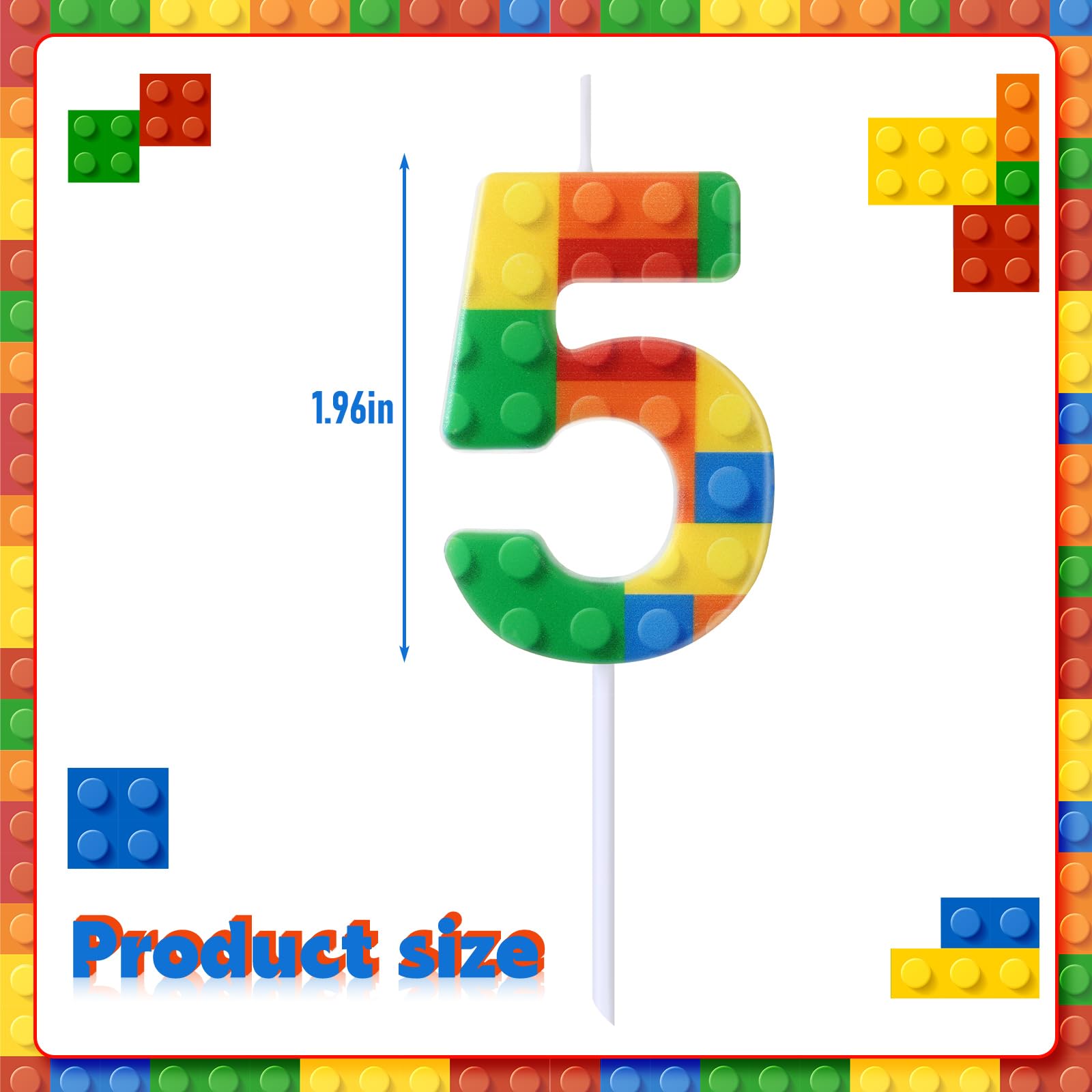 Rossesay colorful building-block cake candle pack ideal for themed parties