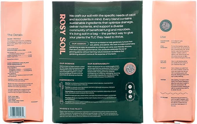 Rosy Soil indoor-oasis-ready mix enables thriving cactus and succulents indoors.