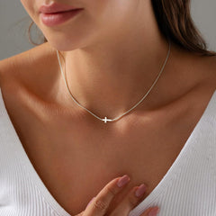 Rotnso cross necklace adjustable chain 15in plus 2in extender for custom fit