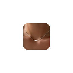 Rotnso cross necklace sideways pendant in silver-plated finish for versatile everyday wear