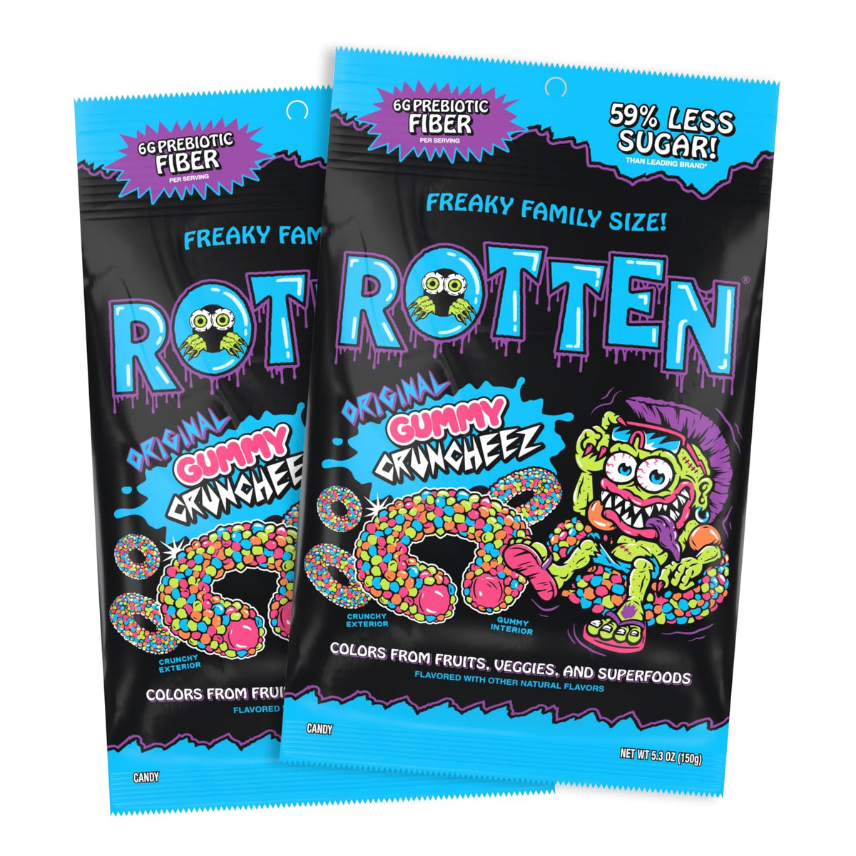 Rotten Original Gummy Cruncheez pack front shows vibrant flavors for a craving-worthy snack.