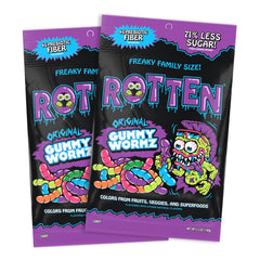 Rotten Original Gummy Worms two-pack pack-shot showing gluten-free, low-sugar candy.