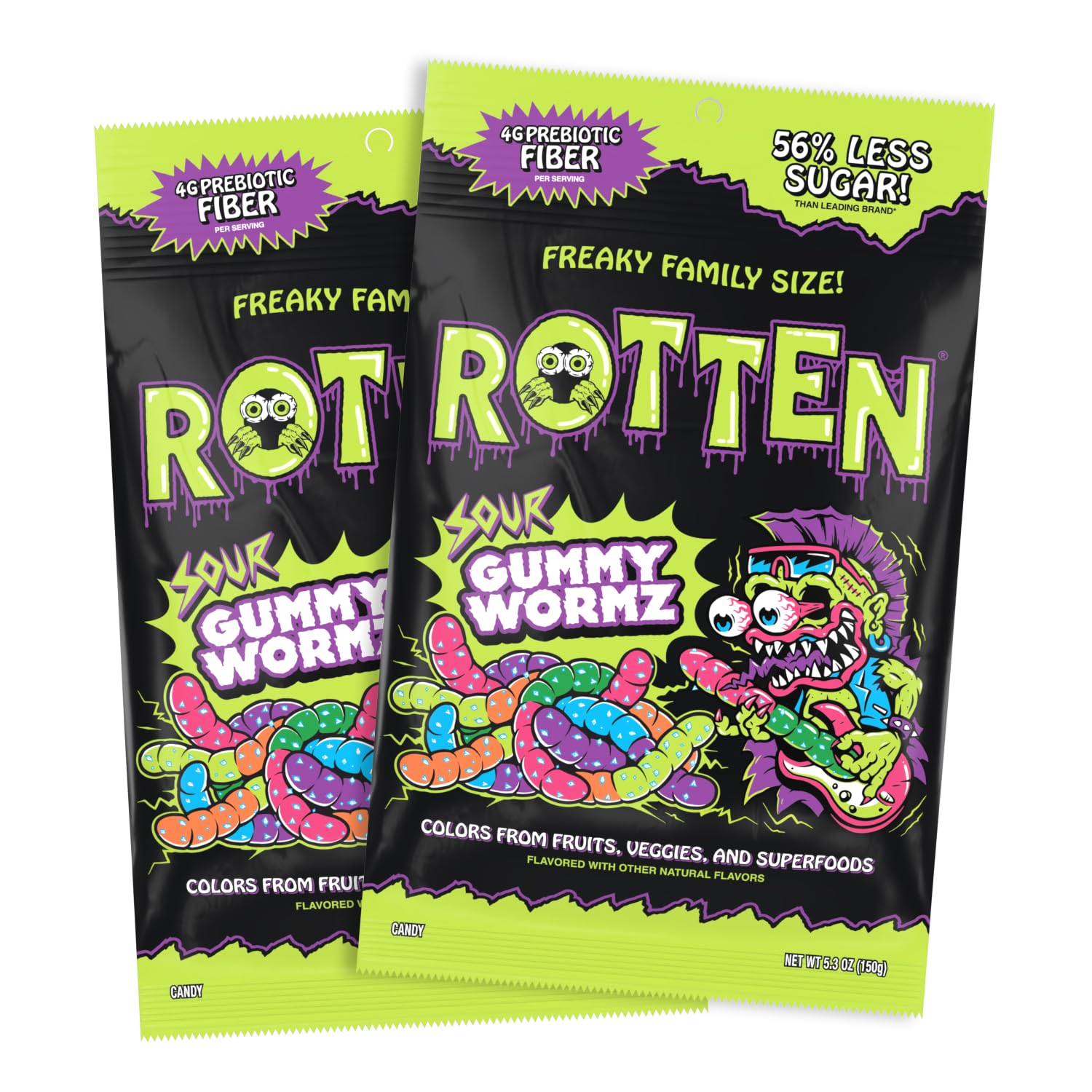 Rotten Sour Gummy Worms two-pack packaging, convenient for sharing.
