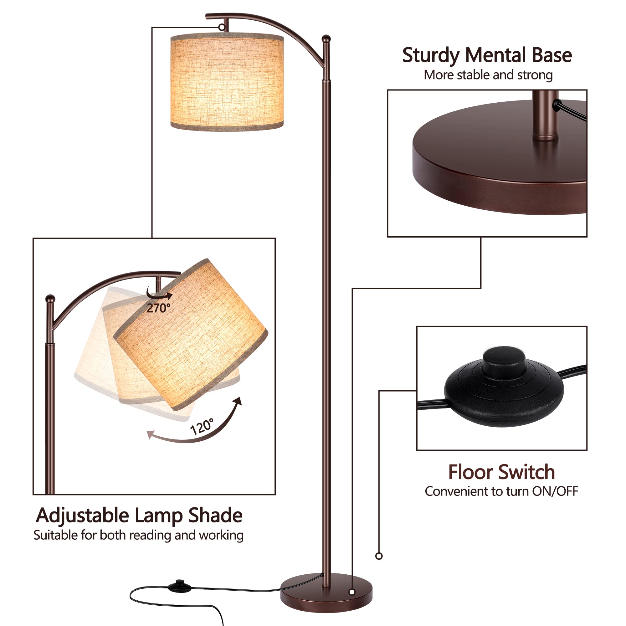 ROTTOGOON floor lamp with rotatable head enables versatile lighting angles.