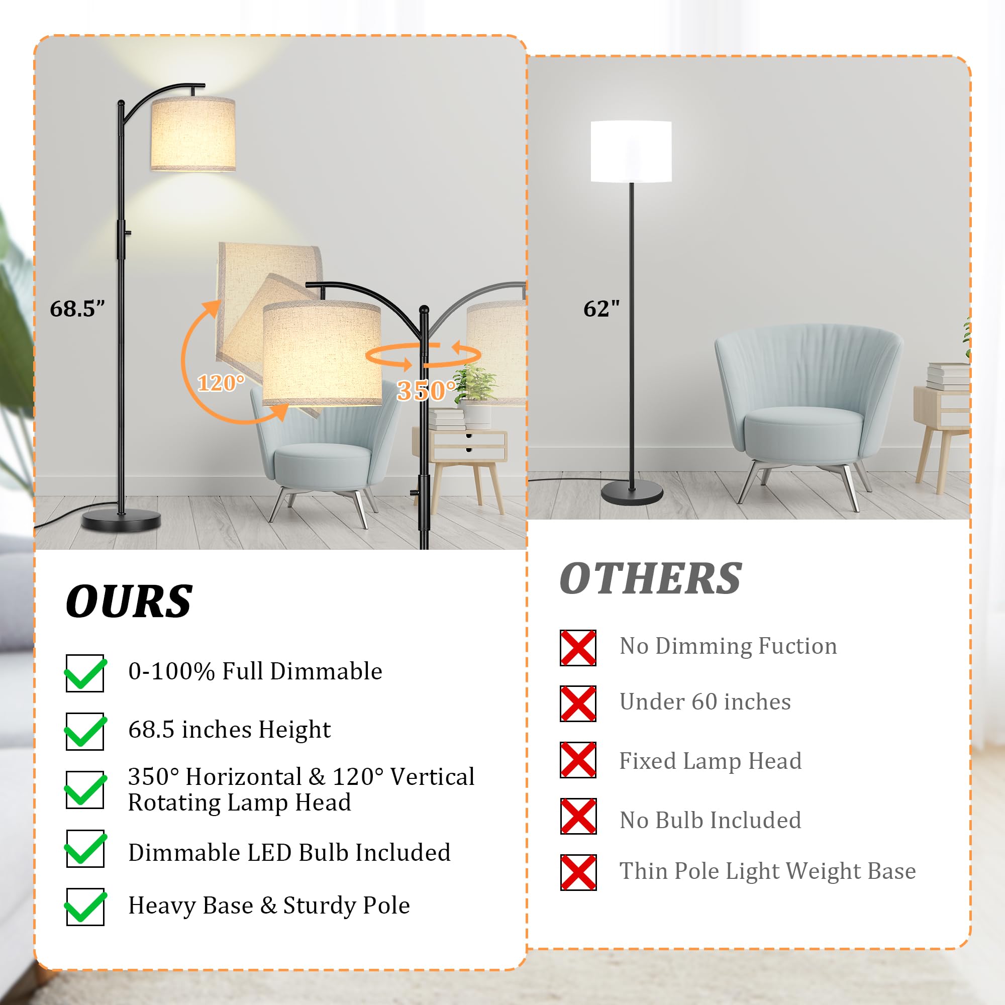 ROTTOGOON linen shade lamp ideal for cozy reading corners and relaxing ambience.