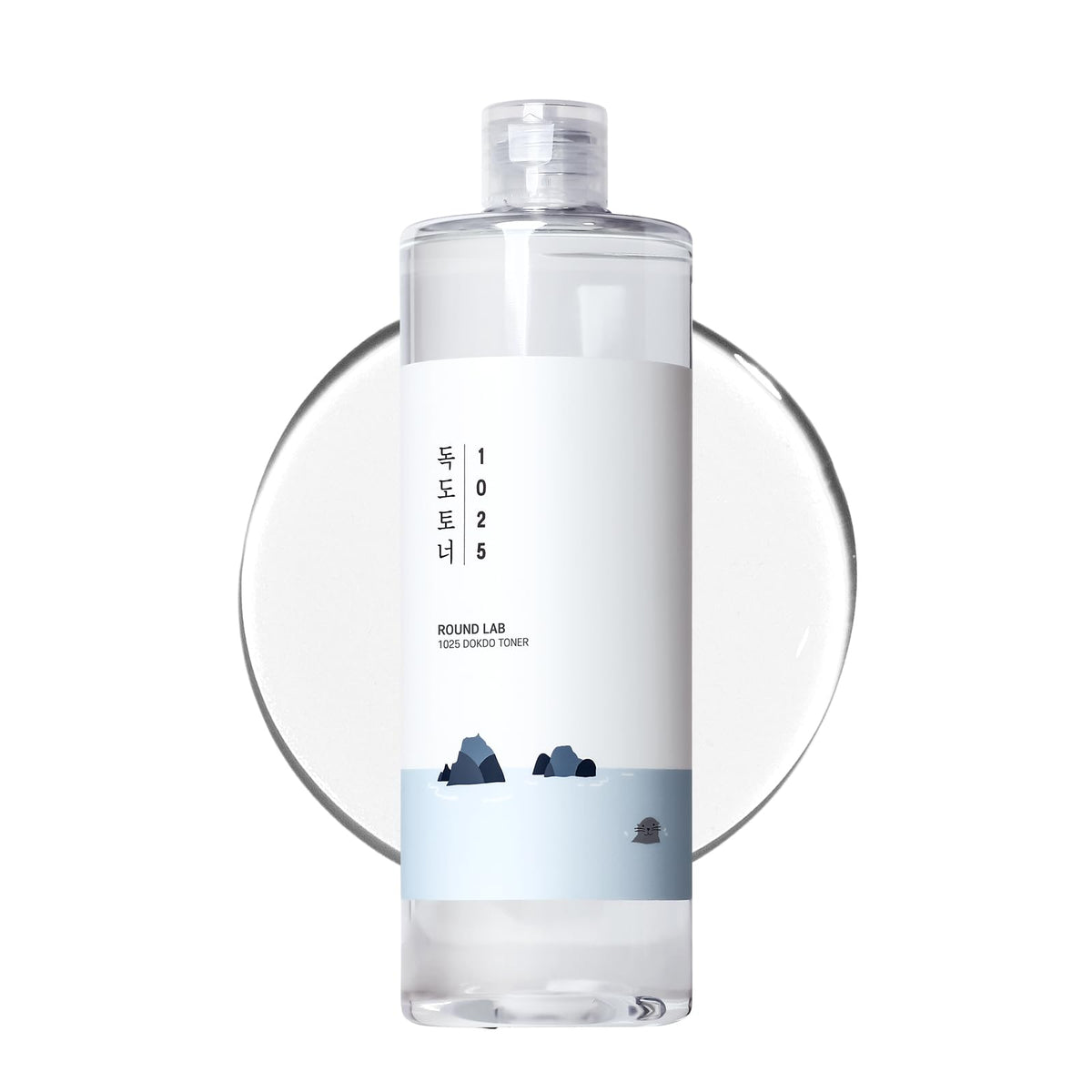 ROUND LAB 1025 Dokdo Toner bottle front showcases gentle exfoliation and hydrating formula.