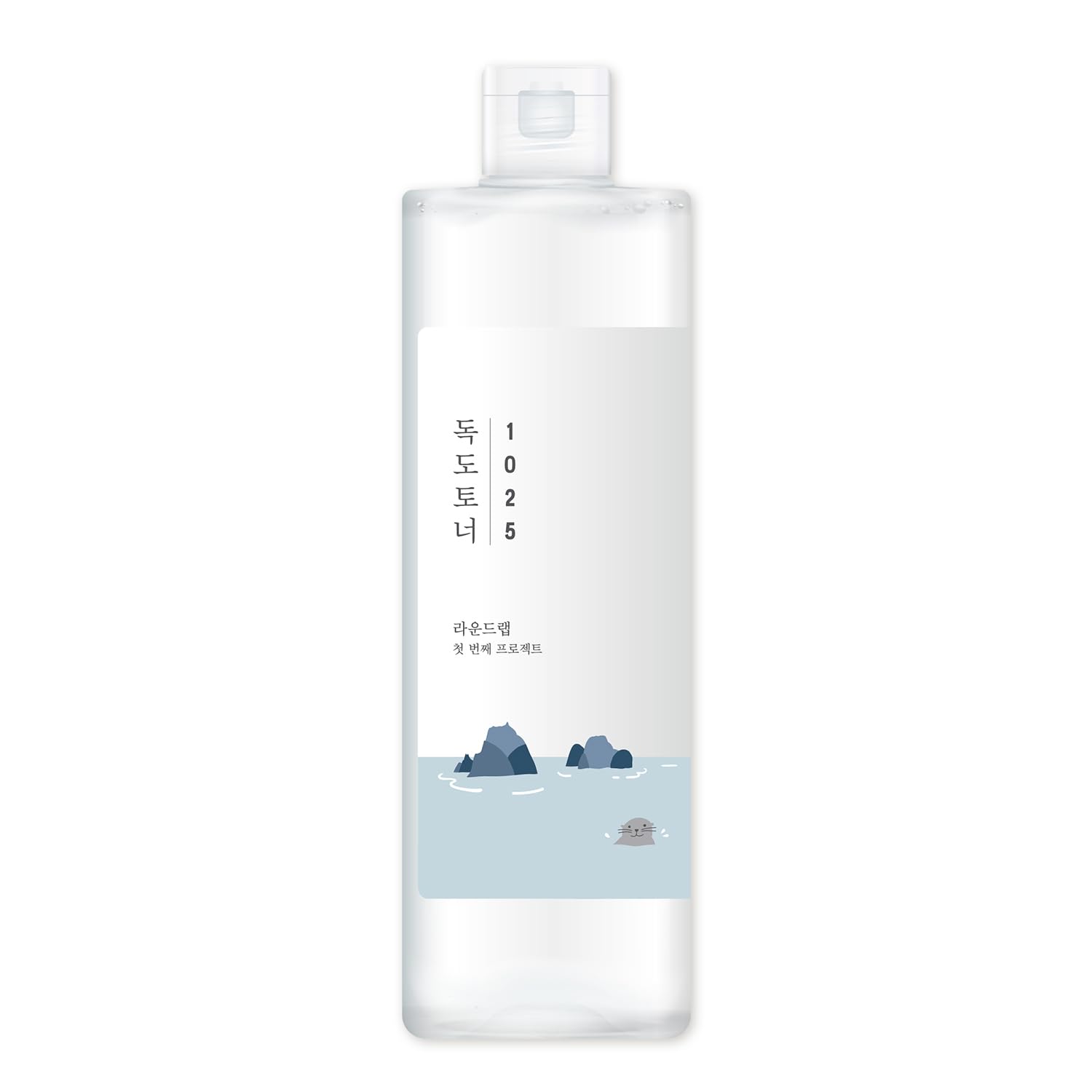 ROUND LAB 1025 Dokdo Toner pour into hand illustrating quick absorption.