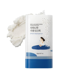 Round Lab Birch Juice Sun Stick applied to face and body for seamless protection