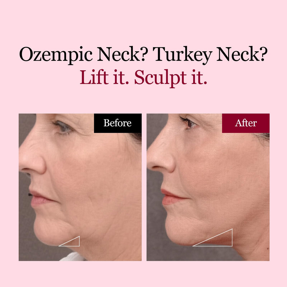 Round Lab Camellia Deep Collagen V Lifting Mask on neck area for firming