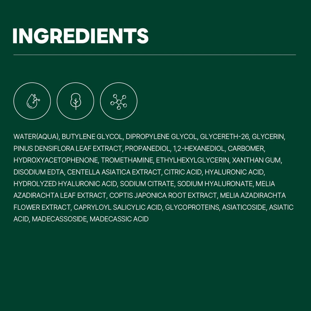 ROUND LAB Pine Calming Cica Ampoule highlights BHA LHA exfoliation benefits.