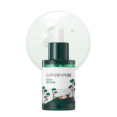 ROUND LAB Pine Calming Cica Ampoule bottle close-up for soothing hydration.