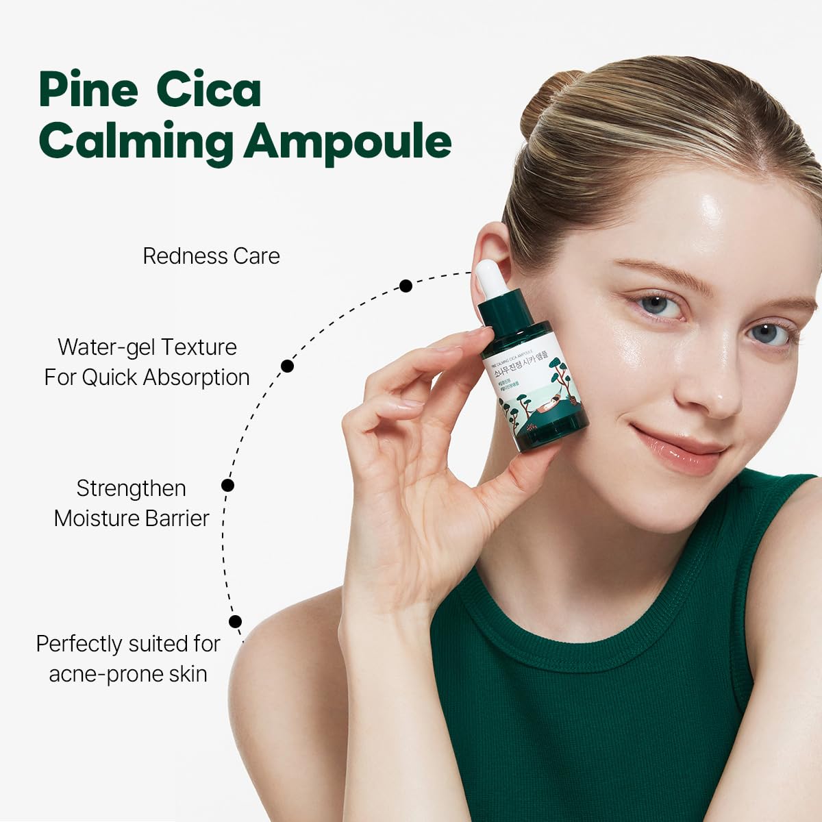 ROUND LAB Pine Calming Cica Ampoule water-gel texture ready for layering.