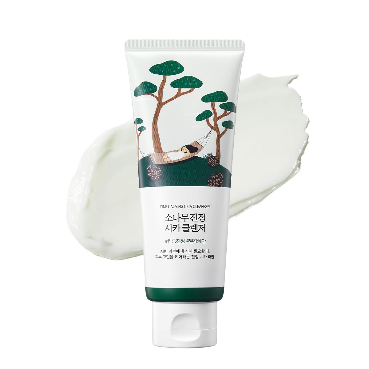 ROUND LAB Pine Calming Cica Cleanser bottle front with soothing formula for sensitive skin