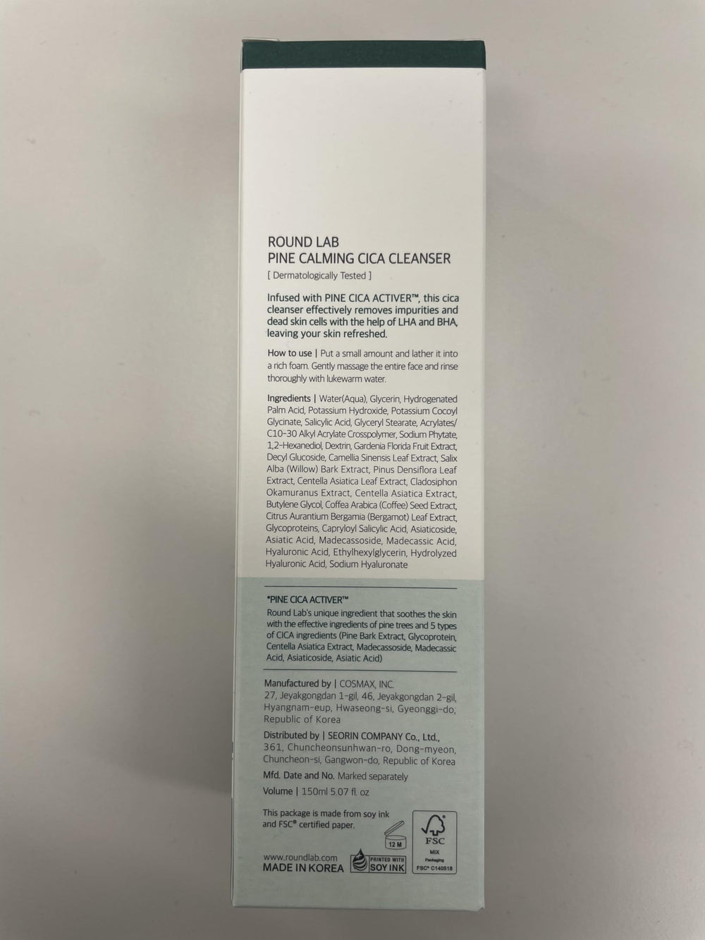ROUND LAB Pine Calming Cica Cleanser texture close up showing delicate foam