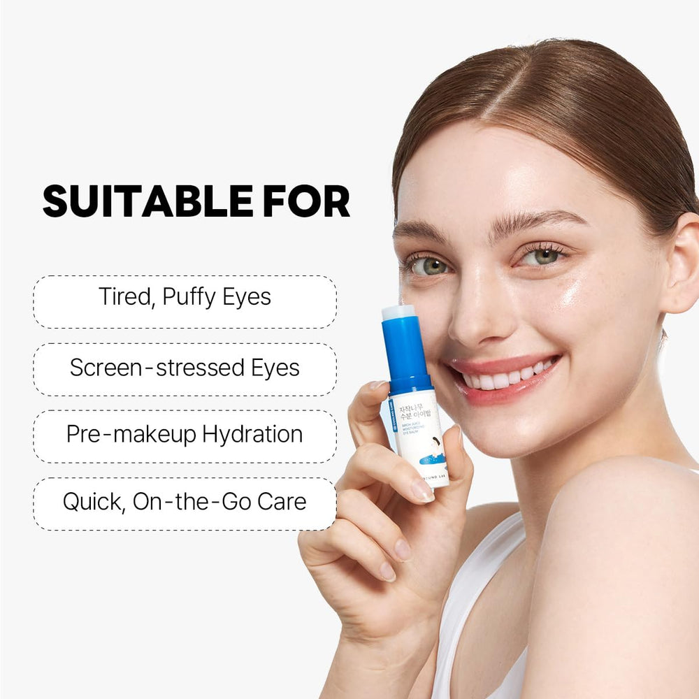 ROUND LAB Birch Juice Eye Stick birch sap formula for lightweight hydration.