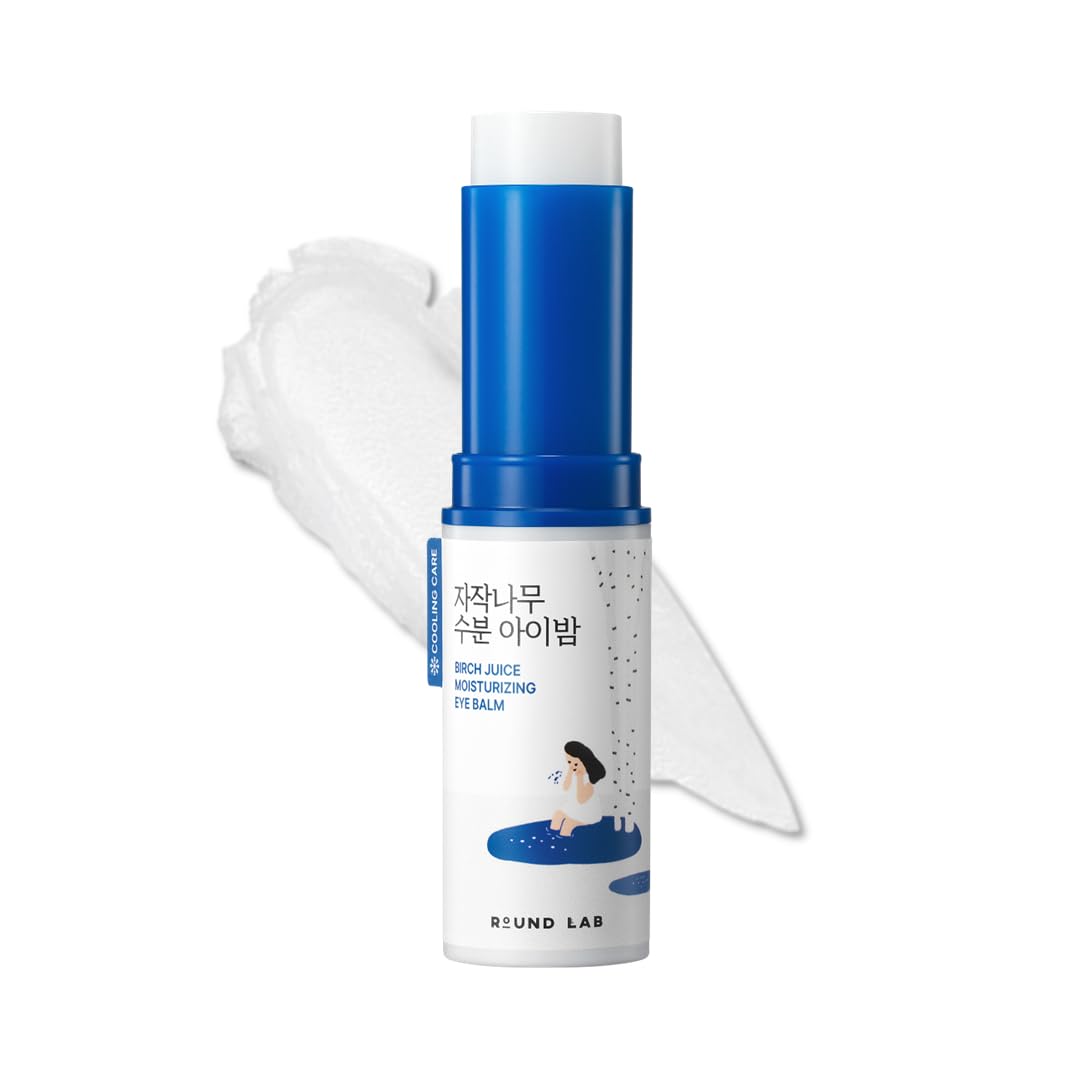 ROUND LAB Birch Juice Eye Stick packaging highlights compact, travel-friendly design for on-the-go hydration.
