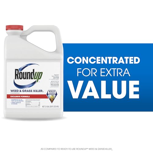 Roundup concentrate application spray targeting weeds along a path