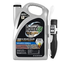 Roundup Dual Action 365 bottle ready for outdoor weed control.