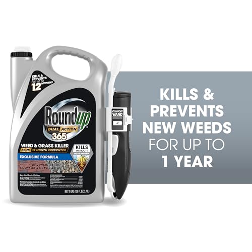 Close-up of Roundup spray showing fast-acting weed kill.