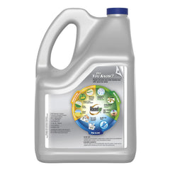 Roundup Dual Action Weed Killer at a mulched bed edge to prevent regrowth.