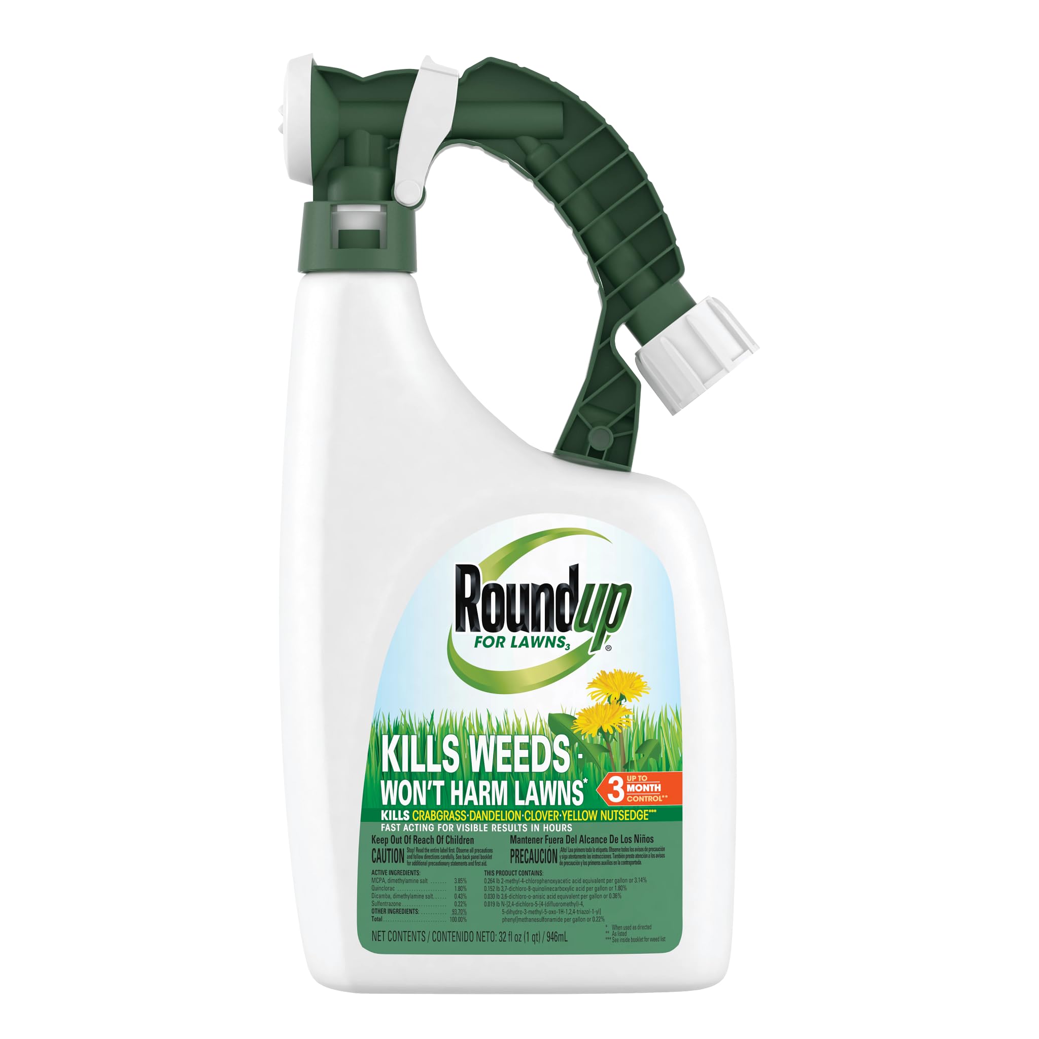 Roundup For Lawns3 ready-to-spray bottle enabling easy lawn weed control
