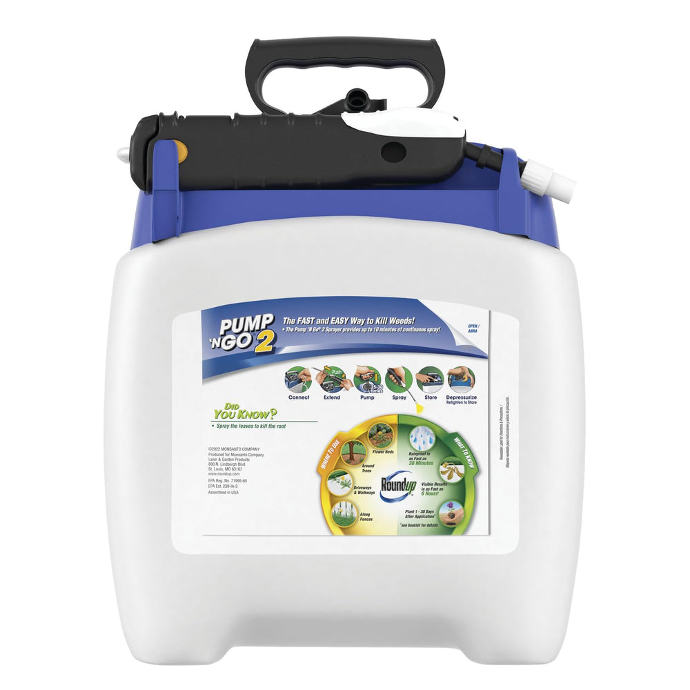 Roundup spray applied on a walkway near a garden bed