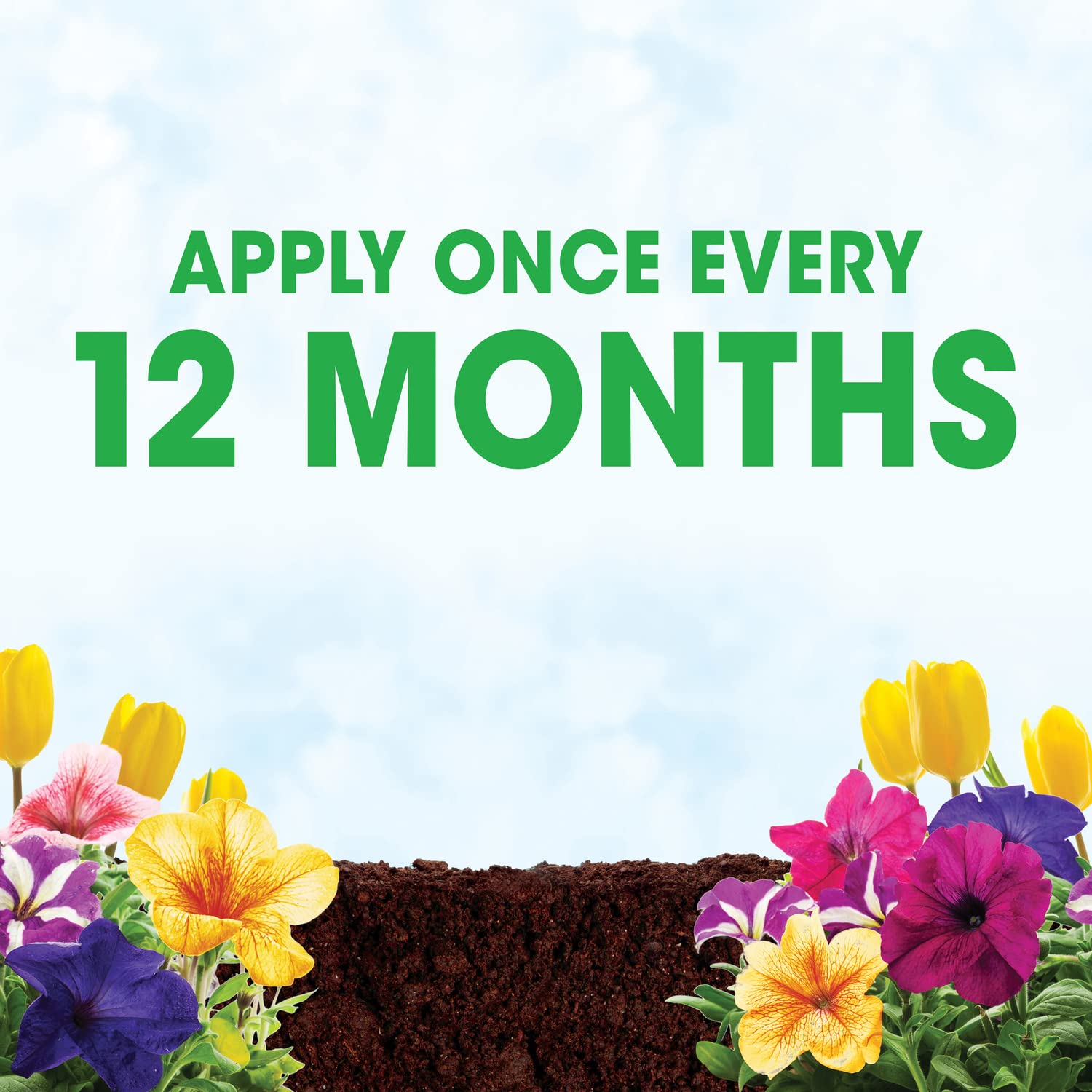 Roundup Weed Barrier Granules with bulbs illustrates safe use around bulbs.