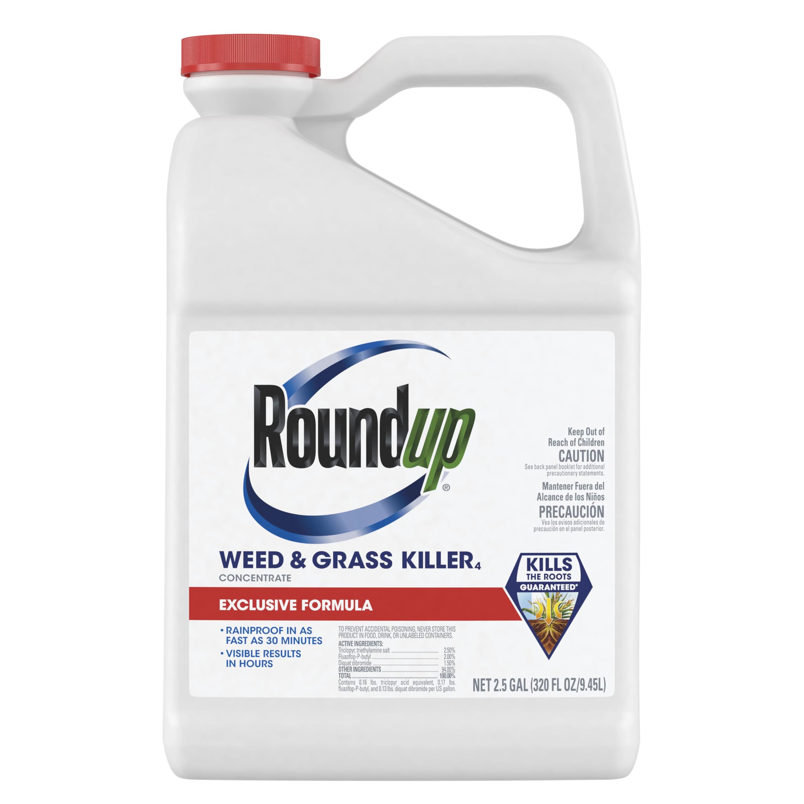 Roundup weed killer concentrate bottle ready for yard application