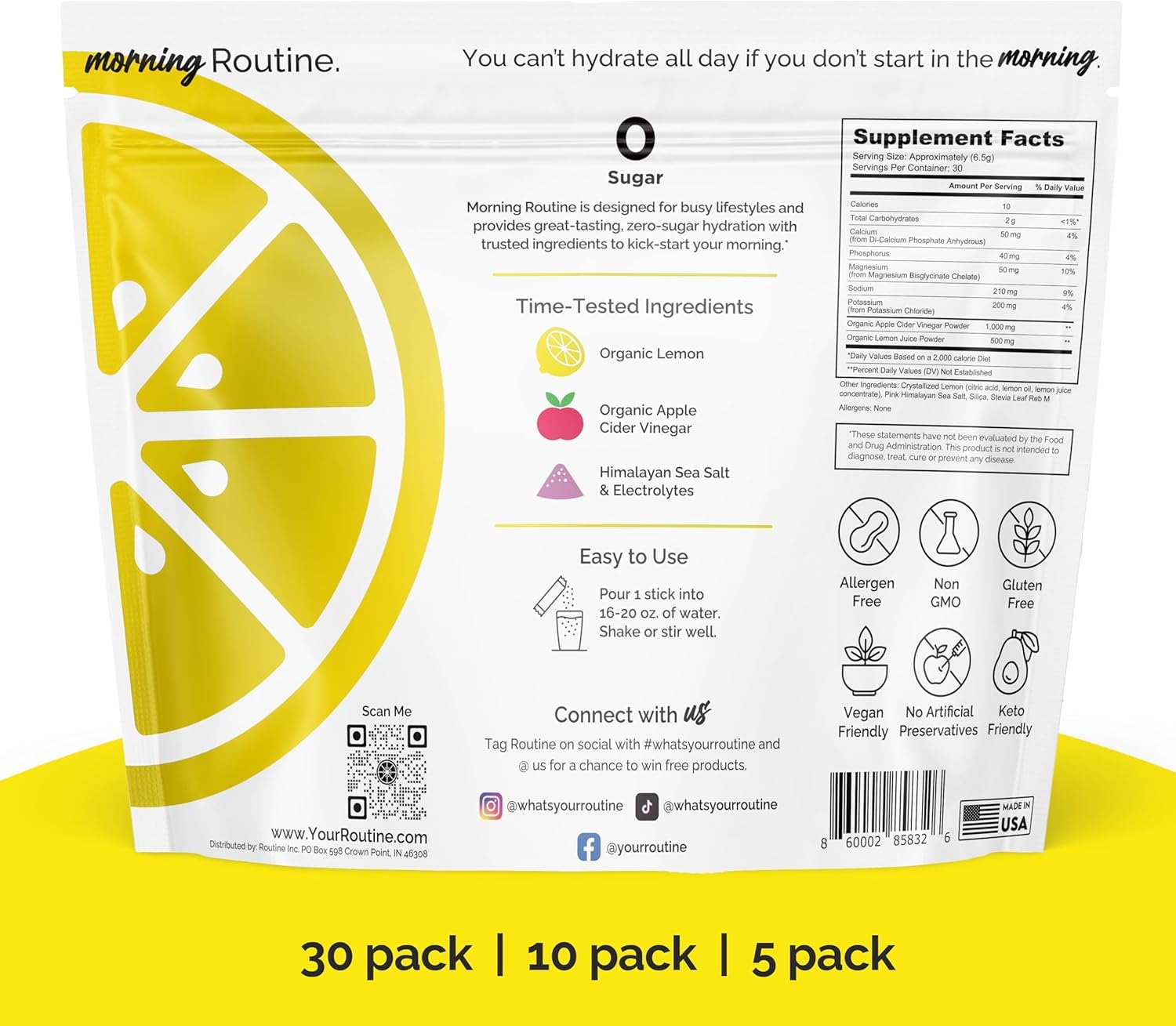 Routine Morning Hydration sea-salt-electrolytes packets for balanced hydration during workouts