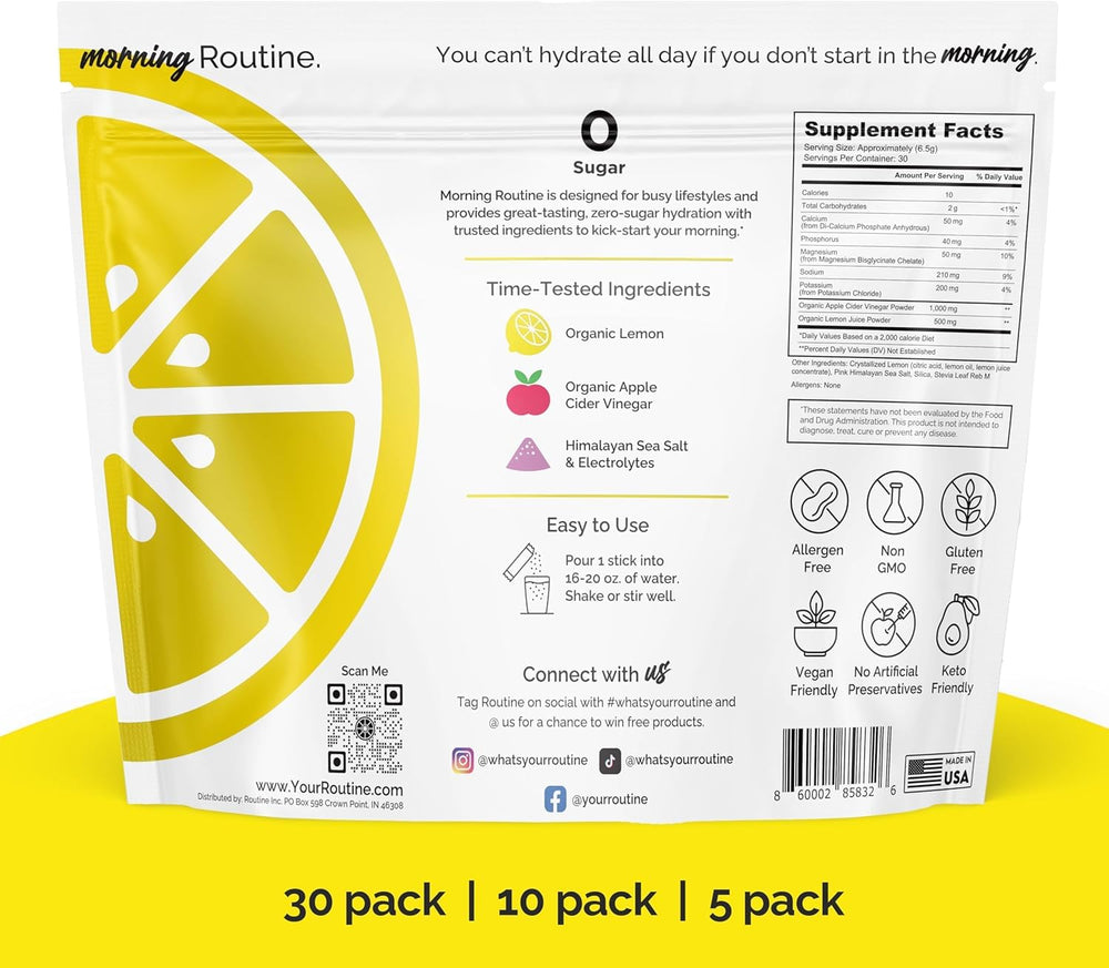 Routine Morning Hydration sea-salt-electrolytes packets for balanced hydration during workouts