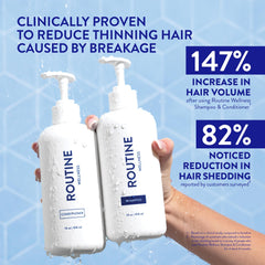 Routine Wellness anti-thinning conditioner bottle for smoother, stronger strands.