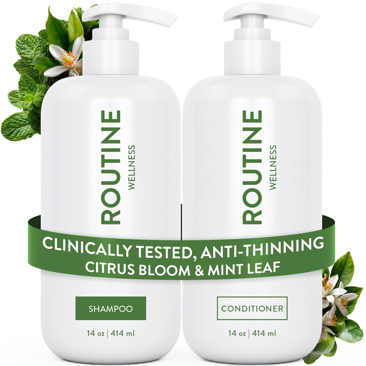 Routine Wellness anti-thinning shampoo bottle for fuller-looking hair.